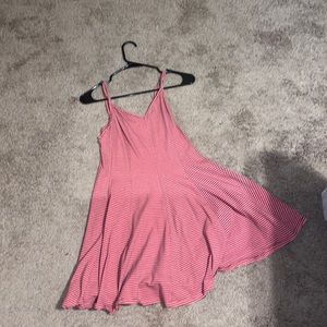 american eagle outfitters spaghetti strap dress. pink with navy blue stripes.